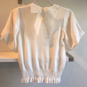 Liz Lisa Bow Detail Knit Top with Puff Sleeves